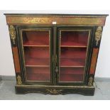 A 19th century French-taste ebonised pier cabinet, with ormolu mounts and Boulle work frieze and s