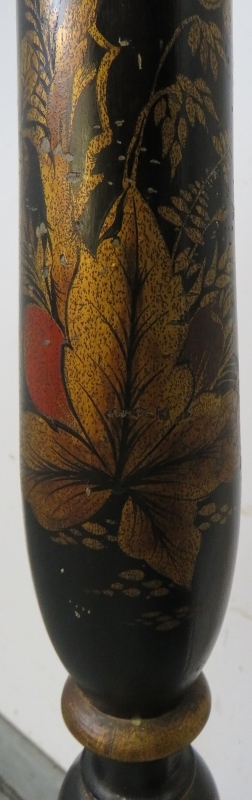 An early 20th century Chinoiserie standard lamp in the manner of Liberty, with black lacquered - Image 4 of 4