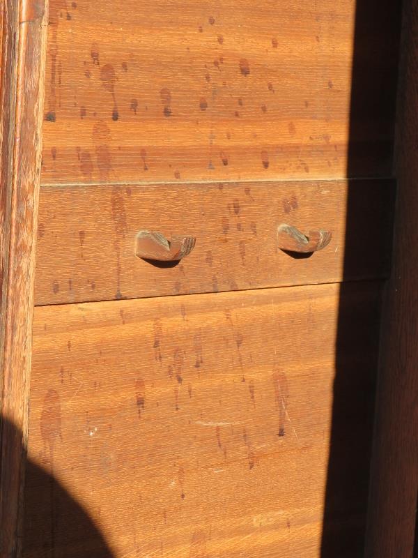 A good 18th century Welsh oak livery cupboard, the inlaid cornice featuring a central butterfly, - Image 6 of 8