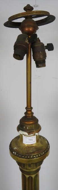 An ornate vintage gilt gesso standard lamp in the 18th century Italian taste, the reeded tapering - Image 3 of 3