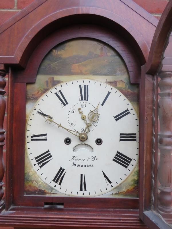 A 19th century mahogany and walnut cased 8-day striking longcase clock by Kern & Co of Swansea, - Image 3 of 5