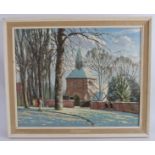 David Cheadle (20th century) - 'St. Stephens Church, Canterbury', oil on board, inscribed verso,