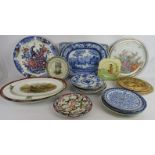 A quantity of antique and later meat platters, plates and dishes, various designs and makers. (Qty).