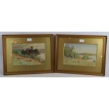 H. Freeman (1915) - 'Rural River Landscapes featuring Castles', a pair, watercolours, signed and