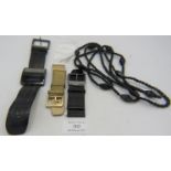 Possibly Whitby Jet necklace 28" long, and a DKNY watch with 2 extra straps. Necklace 29 grams.