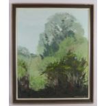 Syd Davison (1987) - 'Path through Trees, South Acre Road', oil on board, signed and dated,