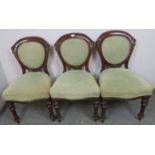 Three good quality 19th century dining chairs with acanthus carved backs, reupholstered in