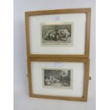 'Reynard in the Pigstye' and 'Two Hogs' - a pair of etchings, c.1800, 9.5cm x 15cm, framed.