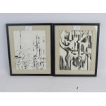 Ben Lowe (b.1976) - 'Abstract Studies', two, mixed media, signed, 24cm x 19cm, framed. Condition