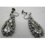 A pair of West German vintage paste drop earrings with screw backs. Approx 35mm in length, approx