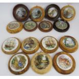 Eight Victorian pot lids, later mounted and seven later pot lids, mounted (15). Condition report:
