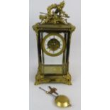 A fine quality 19th century French four- glass mantle clock, gilt brass and 4 bevelled glass case,