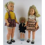 Three vintage retro walking dolls, battery powered, tallest 86cm height. Condition report: Play worn