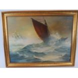 Michael J. Whitehand (b. 1941) oil on canvas, rough seas, signed and dated '88 Lower left. 44cm x