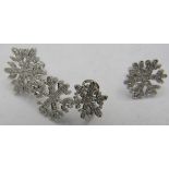 A Vanessa Pederzani white gold & diamonds 'snowflakes' ear cuff and earrings, approx .82ct white