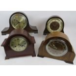 Four vintage striking mantle clocks, c.1920's/30's, including an Art Deco Walnut 'cloud' shaped