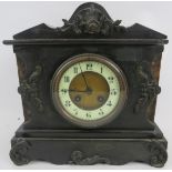 A 19th century gilt-metal mounted marble cased mantel clock, striking on a bell.