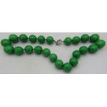 Green howlite gemstone statement necklace. Large individually hand knotted round polished beads of