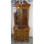 A fine quality Edwardian Sheraton Revival mahogany tall display cabinet, crossbanded and featuring