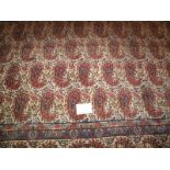 Yazd Boteh design carpet repeat motif on cream ground. In very good condition. 365cm x 258cm.