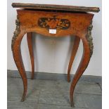 A 19th century French taste burr walnut ormolu mounted crossbanded work-table, the fitted interior