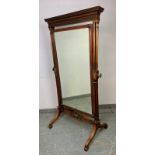 A Georgian Revival mahogany cheval mirror, in the Chinese Chippendale taste, with Greek key