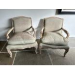 A pair French style open sided armchairs from Alison at home Regent street London. Very solid ,