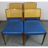 A set of four mid-century Danish teak ‘Model 80’ dining chairs by Niels Moller, with woven rattan