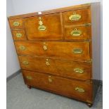 An exceptional 19th century Irish walnut and brass bound military campaign chest, attributed to