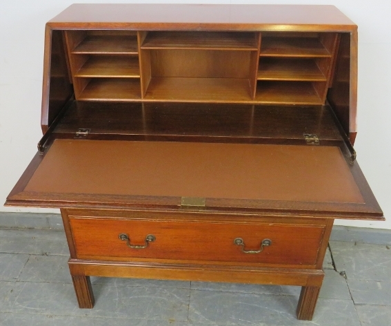 A mid-century teak bureau by Gordon Russell, the cross-banded fall front opening onto filled shelves - Image 3 of 5