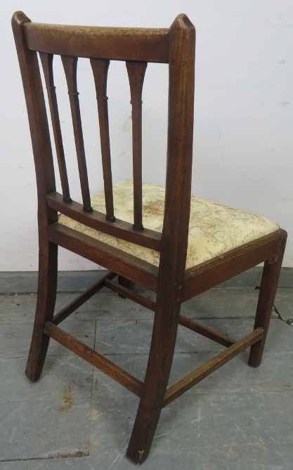 A Georgian oak occasional chair with carved finials and spindles, on tapering square supports with - Image 3 of 3