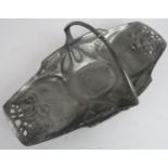Connell, 83 Cheapside, London Art Nouveau pewter basket with fixed handle, number 112, 36cm long.