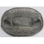 Liberty's Tudric Arts & Crafts pewter bread basket, designed by Archibald Knox, fixed handle, number