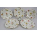 Five Royal Crown Derby plates. Hand painted flower design, also a Royal Worcester jug. 13cm high.