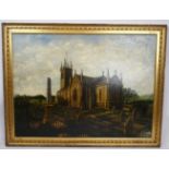 British school (19th century) - 'church', oil on board, 42cm x 58cm, framed. Condition report: