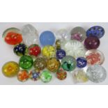 A collection of twenty six glass paperweights, 20th century. (26 items) Condition report: Minor