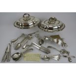 Of British Military Interest: A group of silver plated tableware. Comprising a pair of Elkington