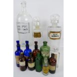 A collection of antique & vintage glass Poison & Medicine bottles. (13 items) Condition report: