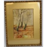 Albert Sorby Buxton of Mansfield (1867-1932) - 'Wooded landscape', watercolour, signed, old label
