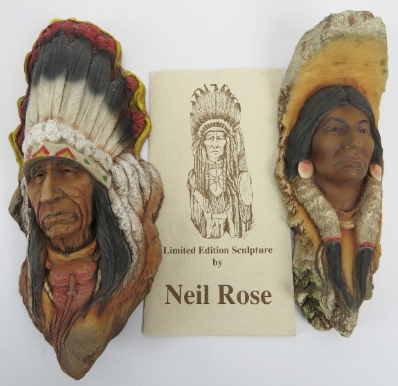 Five decorative resin sculptures. Comprising two limited edition Native American Indians by Neil - Image 2 of 2