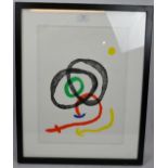 Joan Miro (Spanish, 1893 - 1983) - 'Abstract Forms', lithograph, c. 1967, 38cm x 28cm, framed.