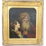 Continental School (19th century) - 'Bearded male wearing a turban, alongside female companion', oil