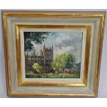 Max Hofler (British, 1892-1963) - 'London view', oil on card, 18cm x 21cm, quality frame.