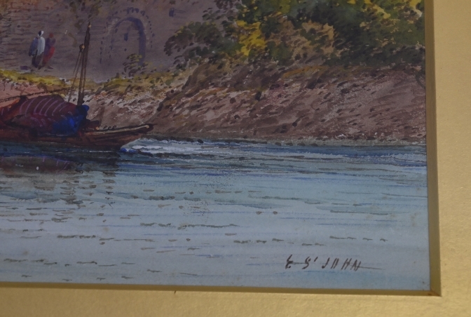 Edwin Saint-John (act. 1880-1920) - 'Italian lake scenes', 4, watercolours, signed, each approx 25cm - Image 13 of 26