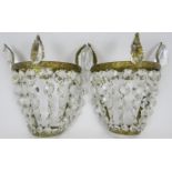 A pair of gilt brass and cut glass wall sconce appliqués, late 19th century or later. (2 items) 8.