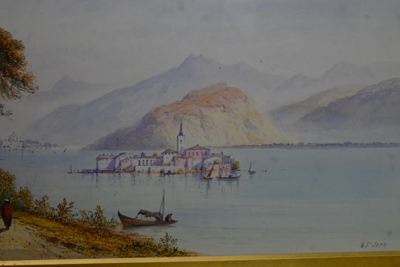 Edwin Saint-John (act. 1880-1920) - 'Italian lake scenes', 4, watercolours, signed, each approx 25cm - Image 8 of 26