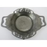 Archibald Knox ‘Tudric’ for Liberty Art Nouveau twin handled pewter bowl, circa 1905. Decorated with