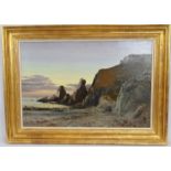 Frank H. Edgcombe (1885) - 'Rocky beach scene at dusk', oil on canvas, signed & dated, 50cm x