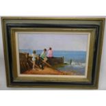 Terence Storey PPRSMA RBSA FRCA (b. 1923) - 'Summer Holidays', oil on board, signed, inscribed