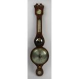 A mahogany cased wheel barometer and thermometer, 19th century. Incorporated with spirit level,